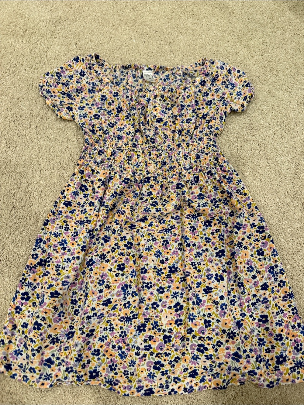 Carter's Navy, Yellow & Pink Floral Smocked Casual Dress